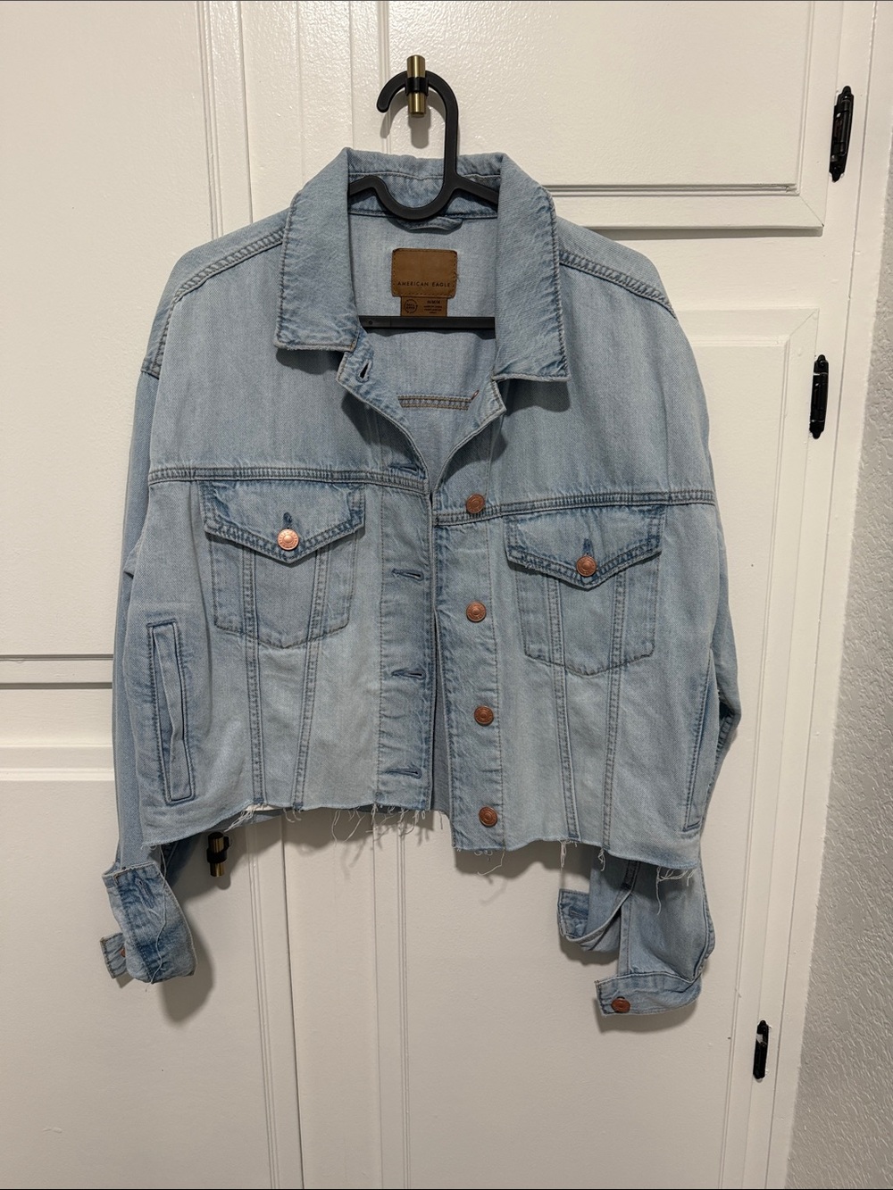 American Eagle Outfitters Light Blue Cropped Denim Jacket